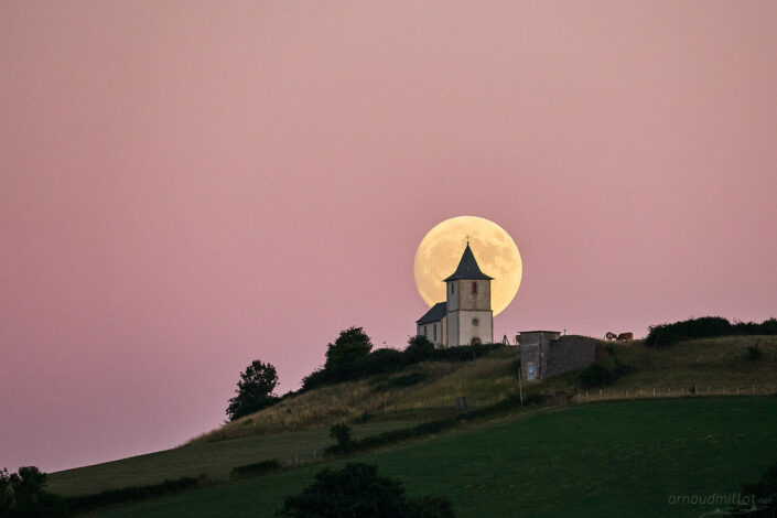 Chapelle de La Salette et lever de lune, Ceyrac